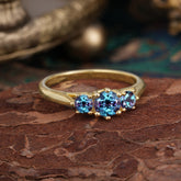 Round Cut Alexandrite Engagement Ring Classic Three Stone Bridal Ring